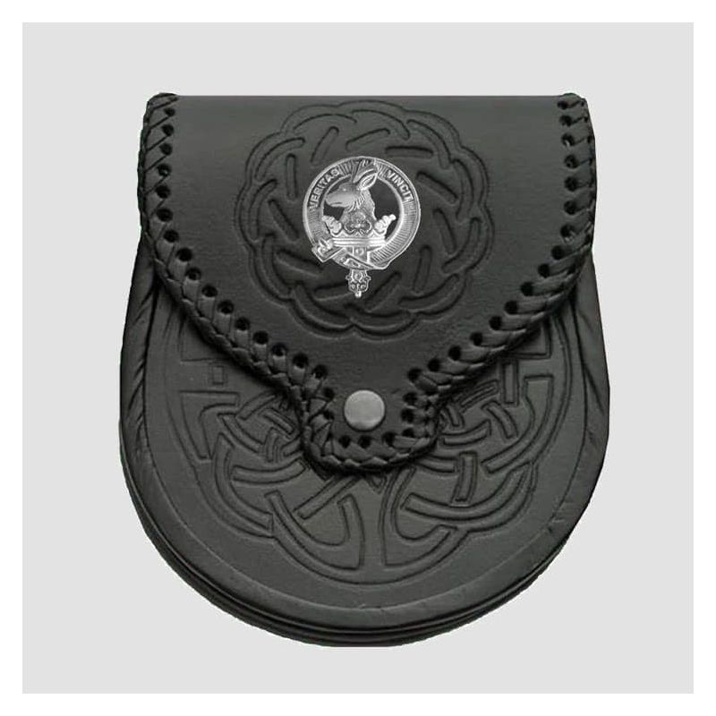 Clan Crest Badge Leather Sporran