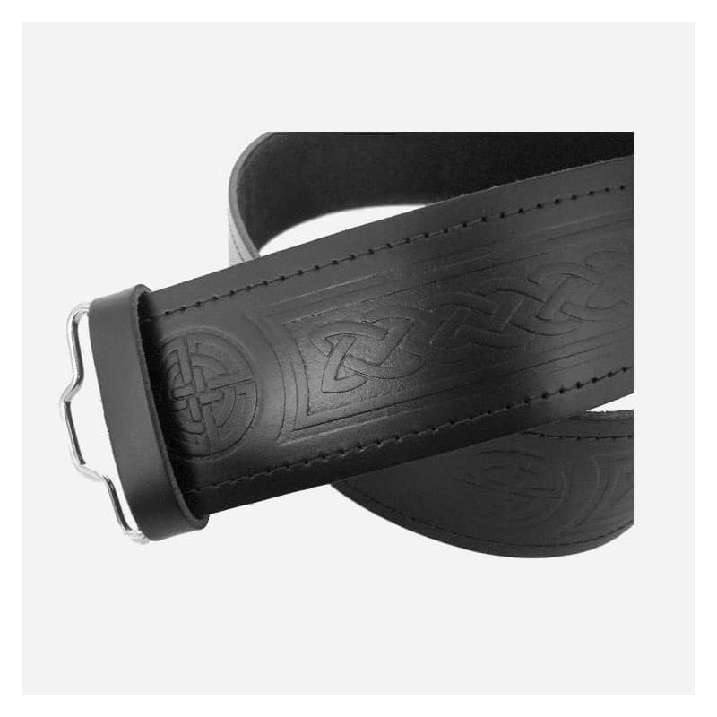 Embossed Scottish High kilt Belt With Celtic Buckle