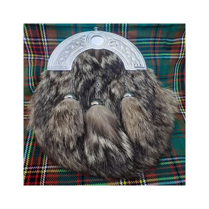 Fox Fur Celtic Cantle Full Dress Kilt Sporran