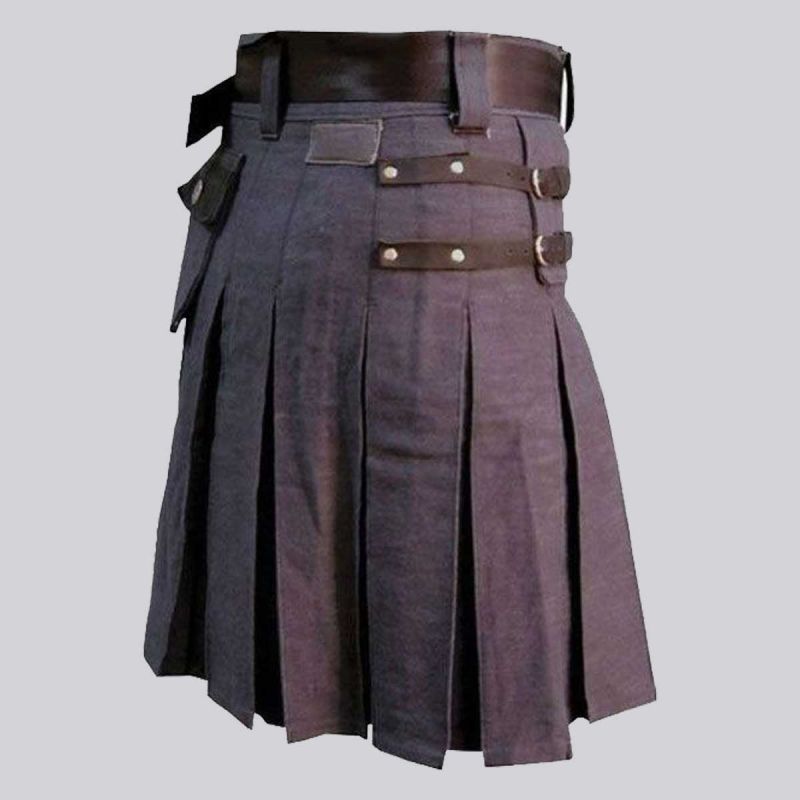 Denim Leather Kilt Heavy Duty