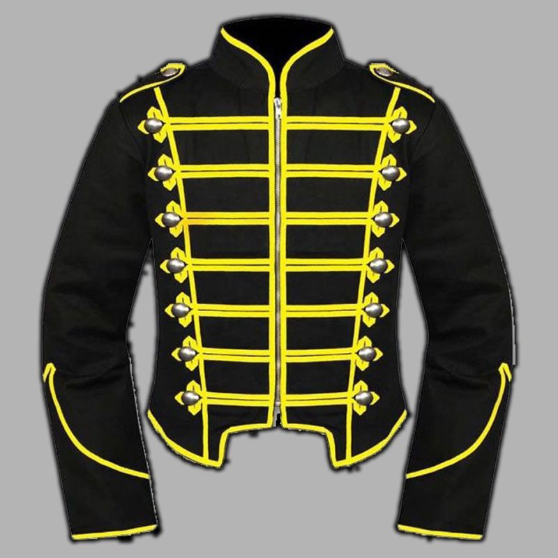 Military Drummer Jacket Black Yellow Parade Goth Punk