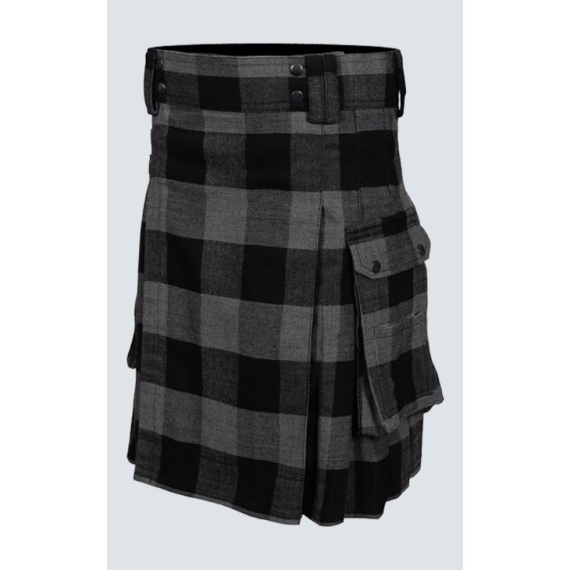 Modern Grey Tartan Utility Kilt