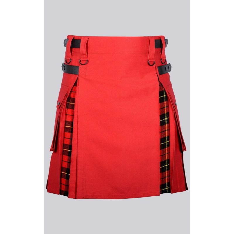 Red Cotton Wallace Tartan Hybrid Kilt