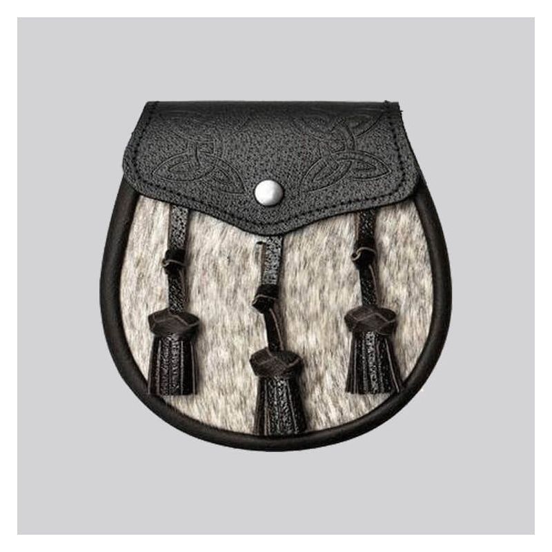 Natural Calfskin Dark Brown Celtic Embossed Sporran