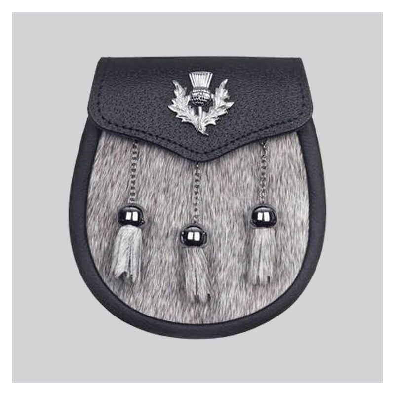 Calfskin Sporran Thistle Badge