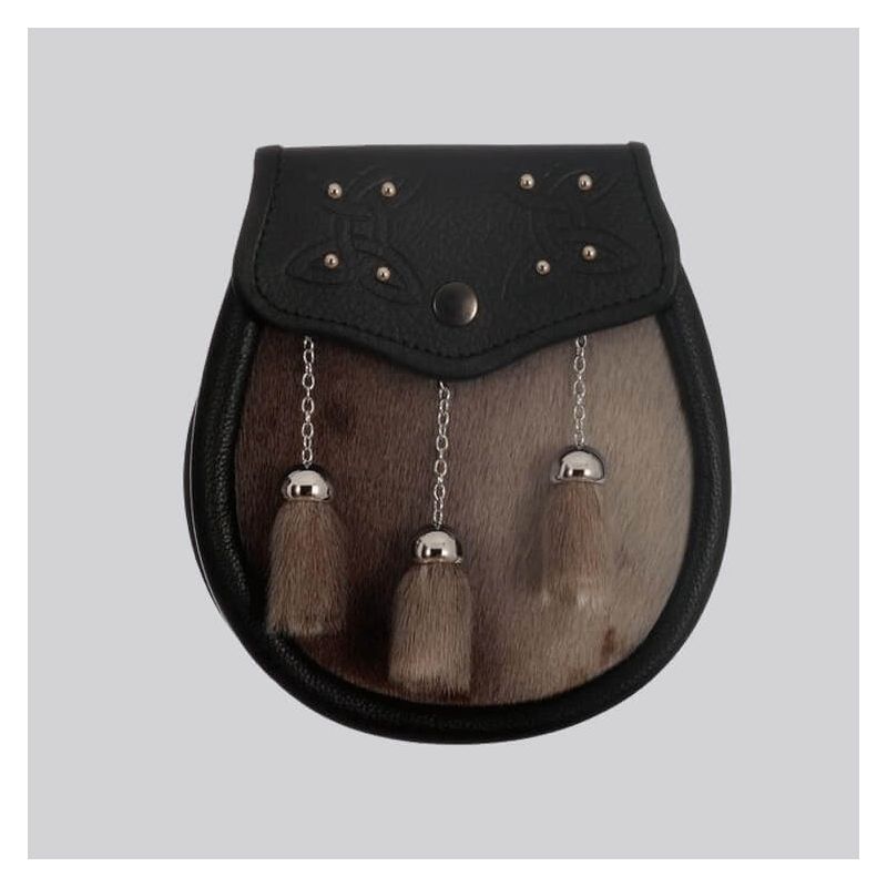 Natural Sealskin Studded Celtic Embossed Sporran