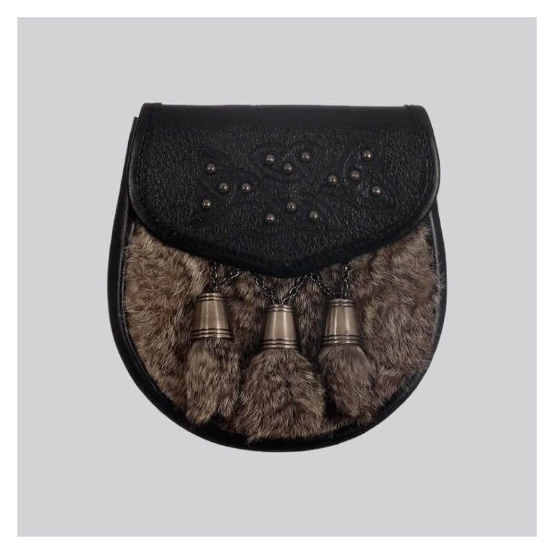 Gray Rabbit Fur Studded Semi Dress Sporran