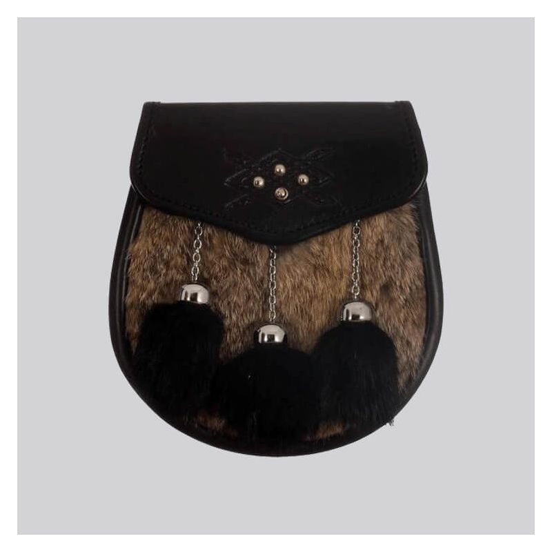 Grey Black Rabbit Fur Cross Stud Emboss