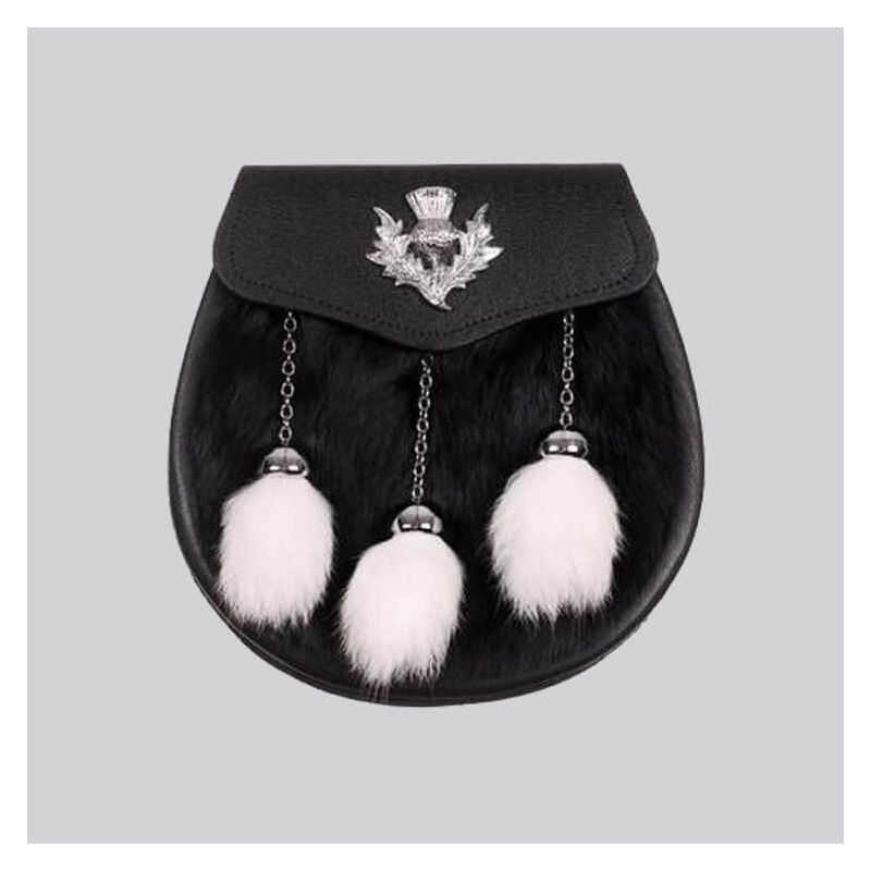 Black White Rabbit Thistle Badge Sporran