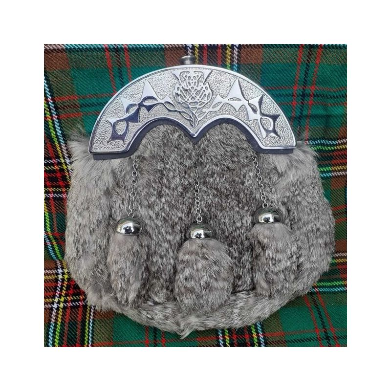 Silver Cantle 3 Tassels Full Dress Leather Sporran