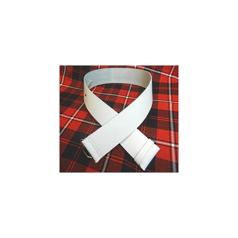 White Leather Kilt Belt