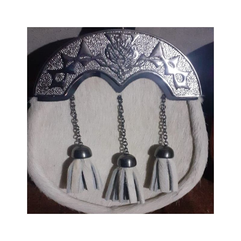 White Seal Skin 3 Tassels Full Dress Sporran
