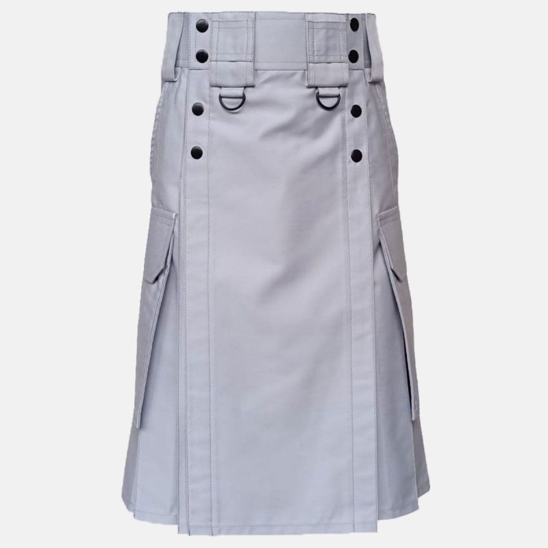 White Utility Kilt For Men