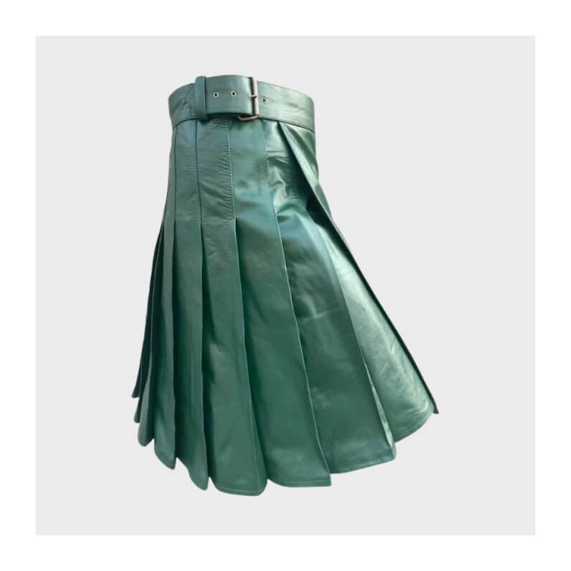 Green Leather Kilt For Men
