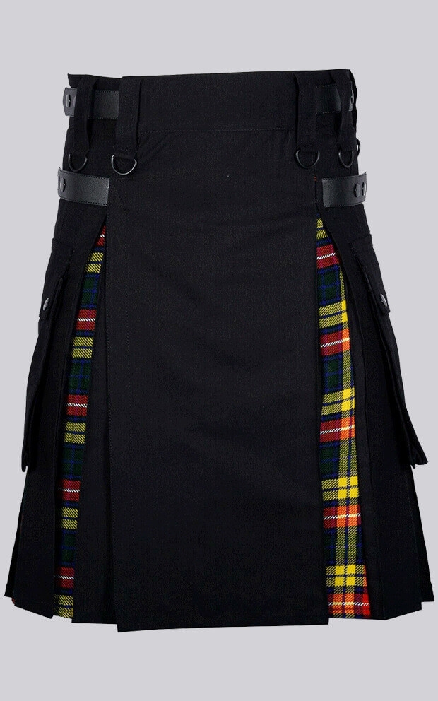 Black Cotton Buchanan Tartan Hybrid Kilt