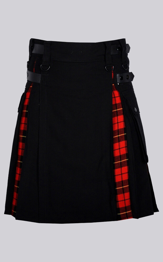 Black Cotton Wallace Tartan Hybrid Kilt