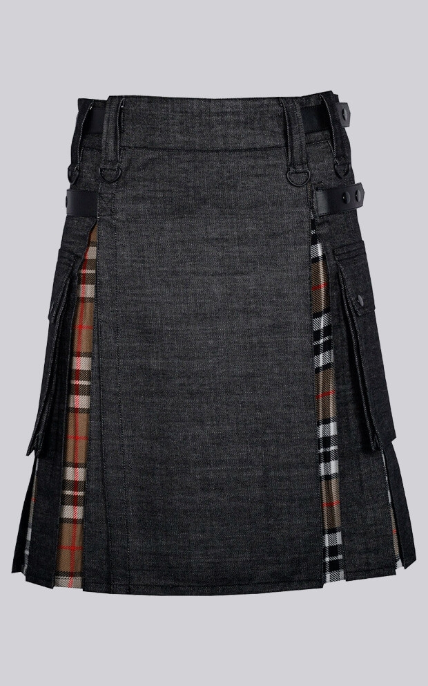 Black Denim Irish Tartan Hybrid Kilt