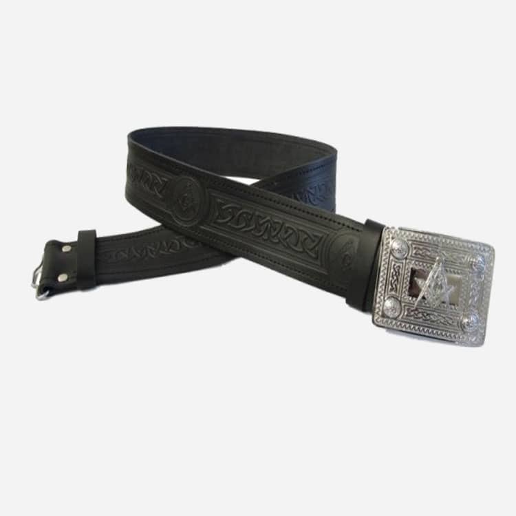 Grey Kilt Black Leather Kilt Belt Buckle