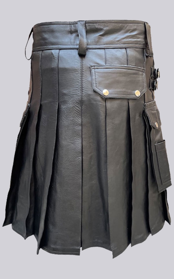 Black Leather Fashion Kilt