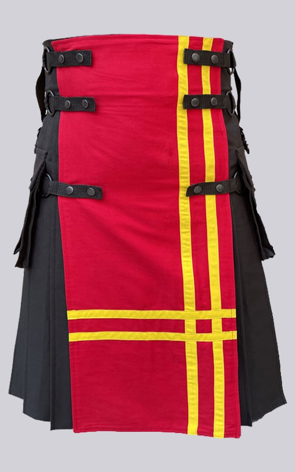 Black Red Fashion Utility Kilt