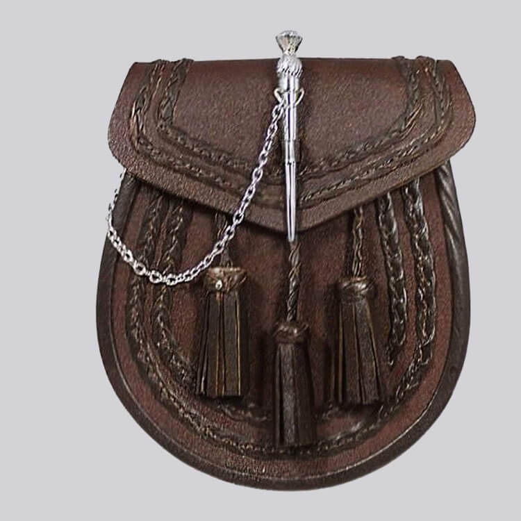Brown Leather Braided Sporran
