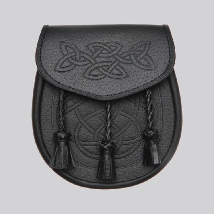 Celtic Interweave Woven Tassel Black Sporran