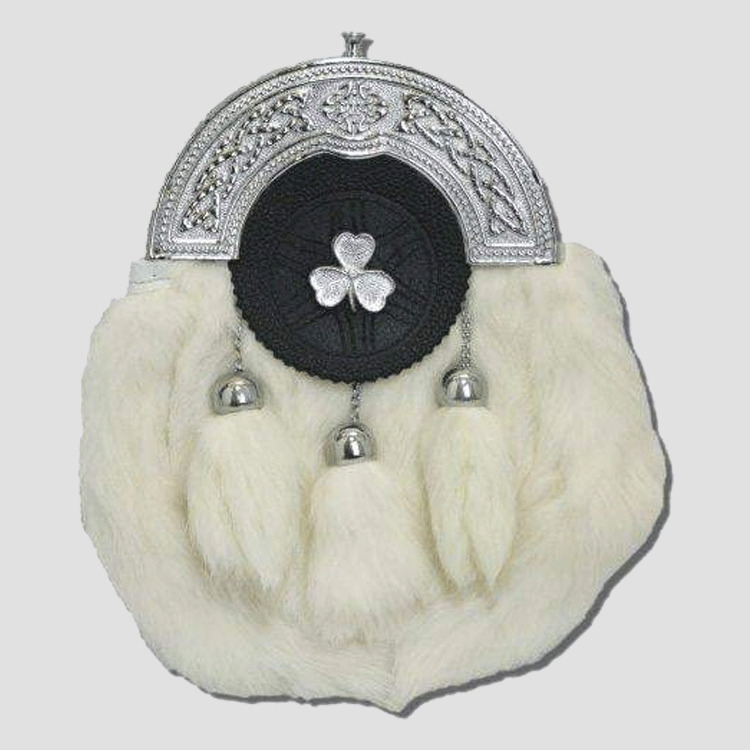 Shamrock Mounted White Rabbit Sporran