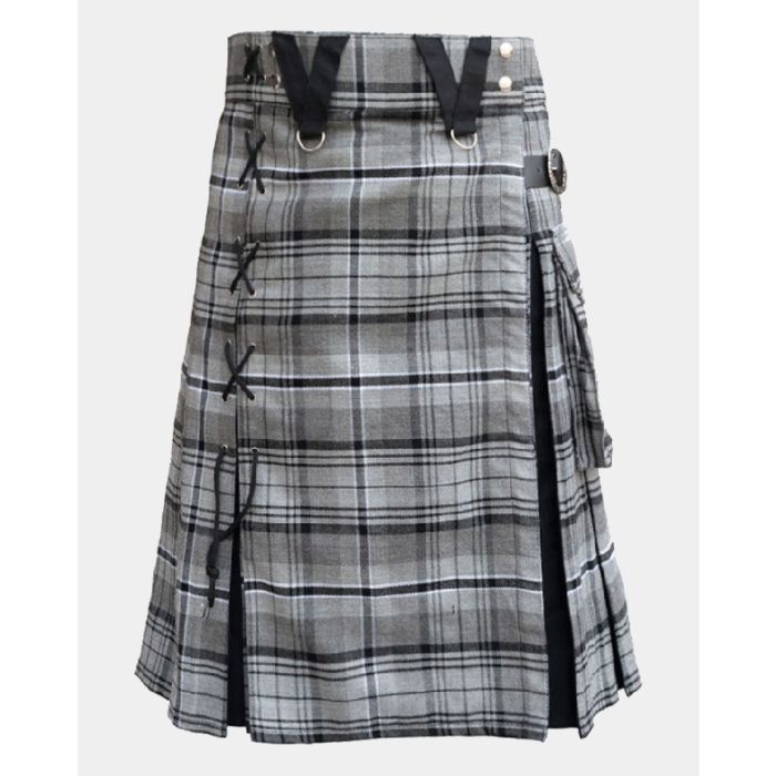 Box Pleated Grey Hamilton Modern Kilt