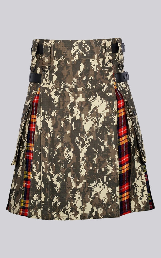 Digital Camo Buchanan Tartan Cargo Hybrid Kilt