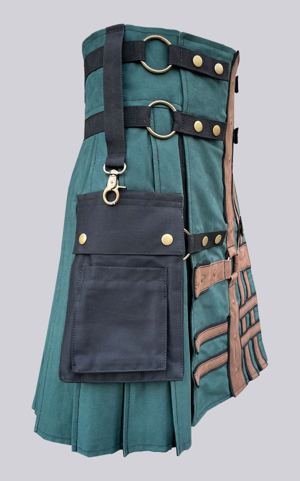 Green Black Double Cross Utility Kilt
