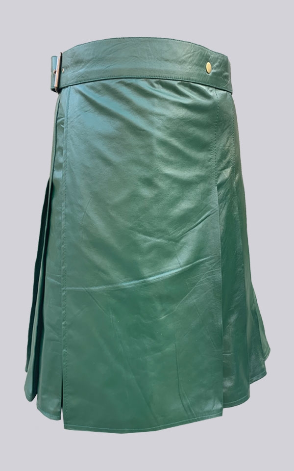 Green Leather Kilt For Men