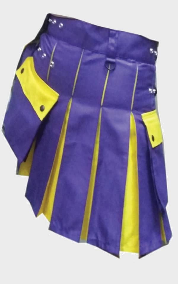 Royal Blue Yellow Two Tone Hybrid Kilt