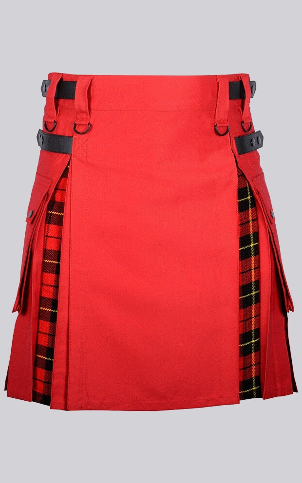 Red Cotton Wallace Tartan Hybrid Kilt