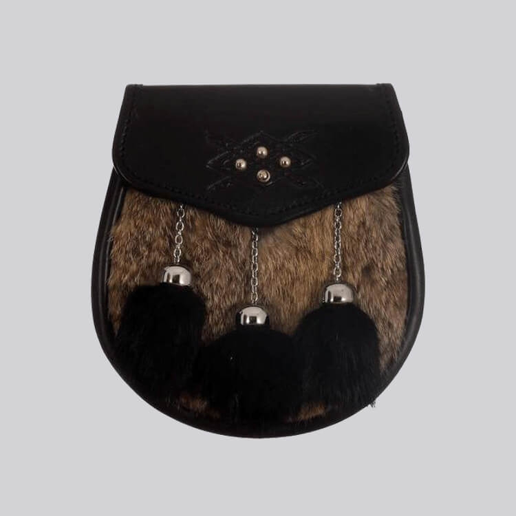 Grey Black Rabbit Fur Cross Stud Emboss