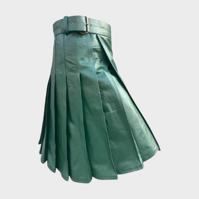 Green Leather Kilt For Men